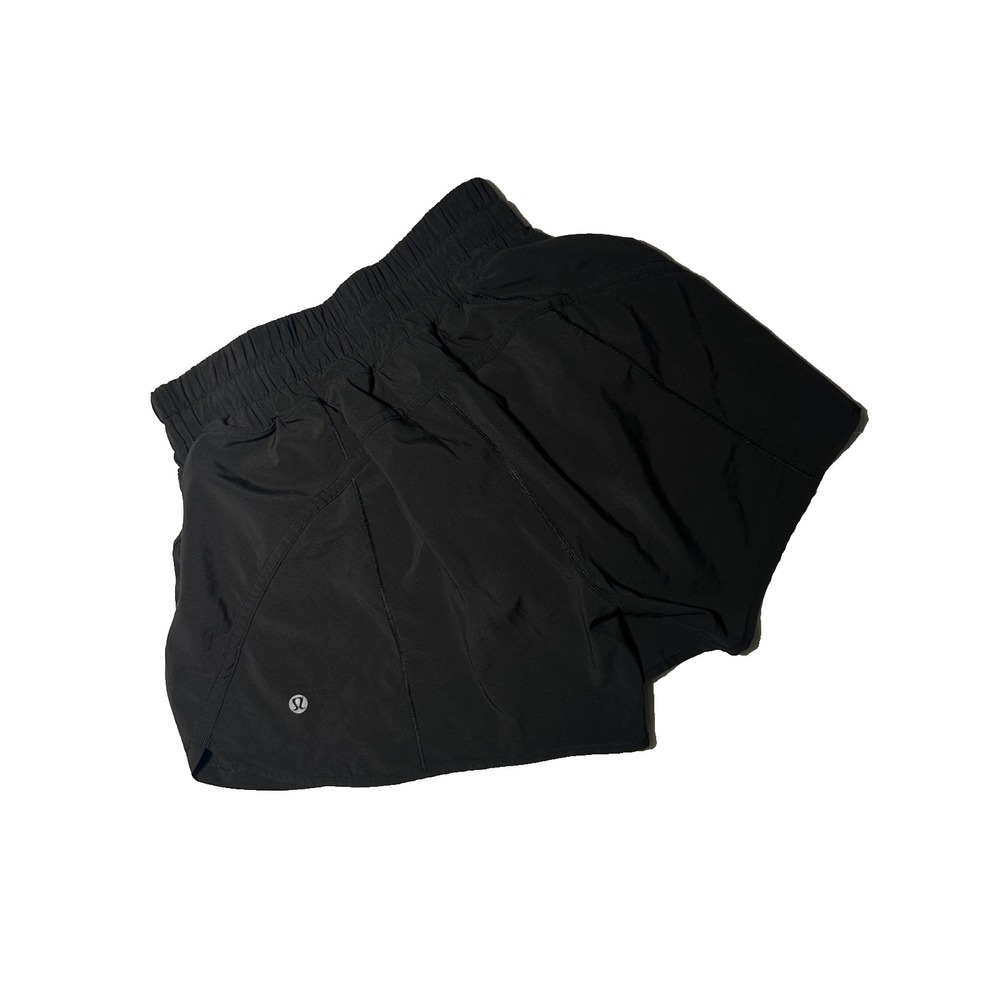 Lululemon Track That High Rise Lined Shorts Black Womens Size 4 No Tag Running
